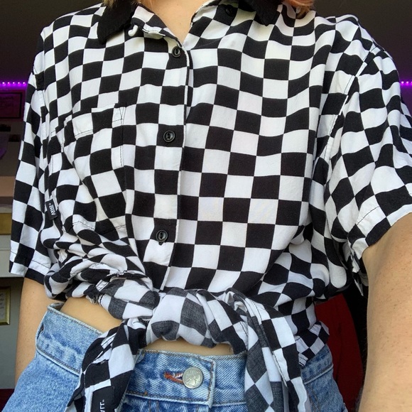 black and white button up - Picture 3 of 3